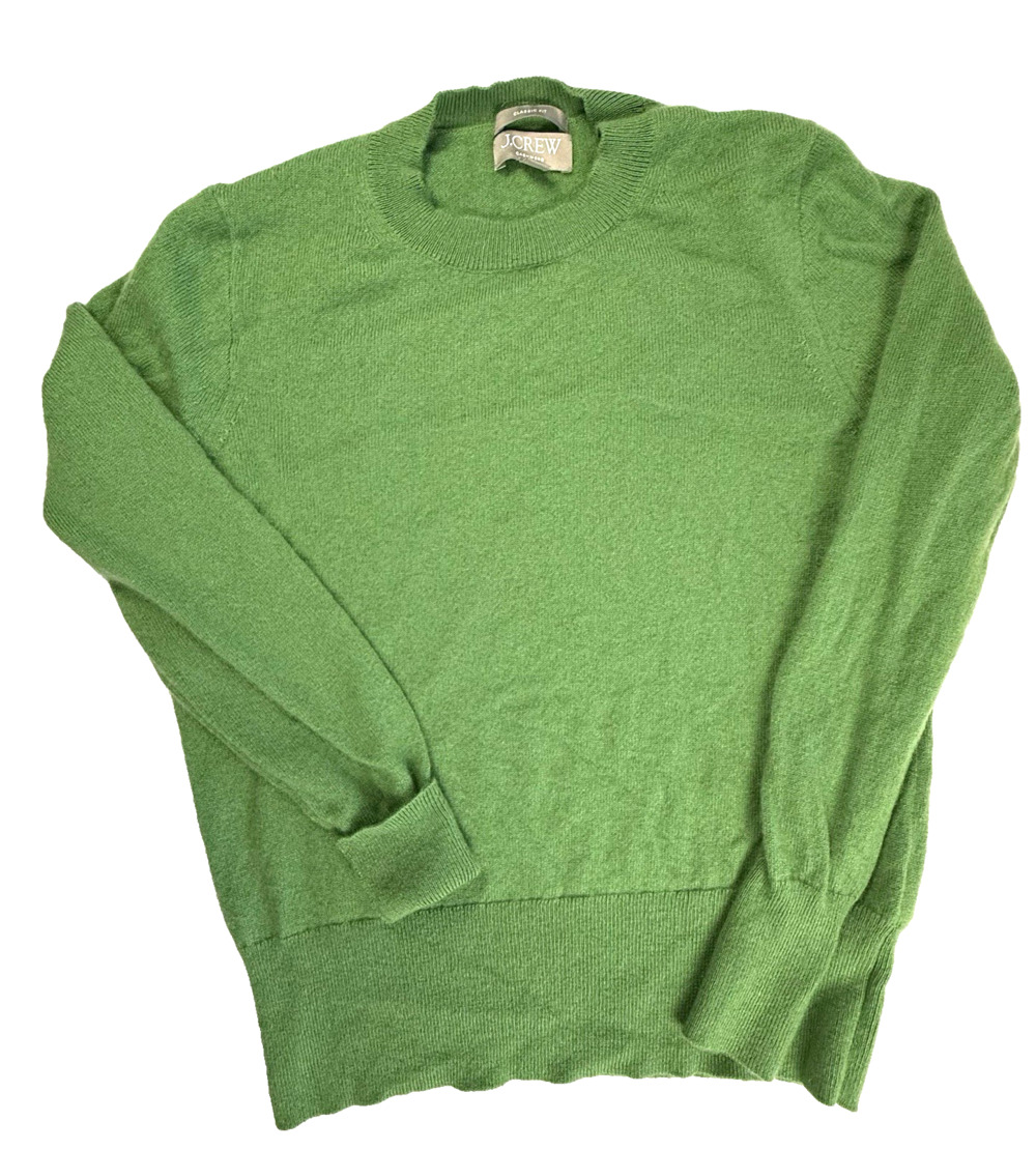 J.Crrew cashmere sweater spring green crewneck small Preppy Classic Old Luxury